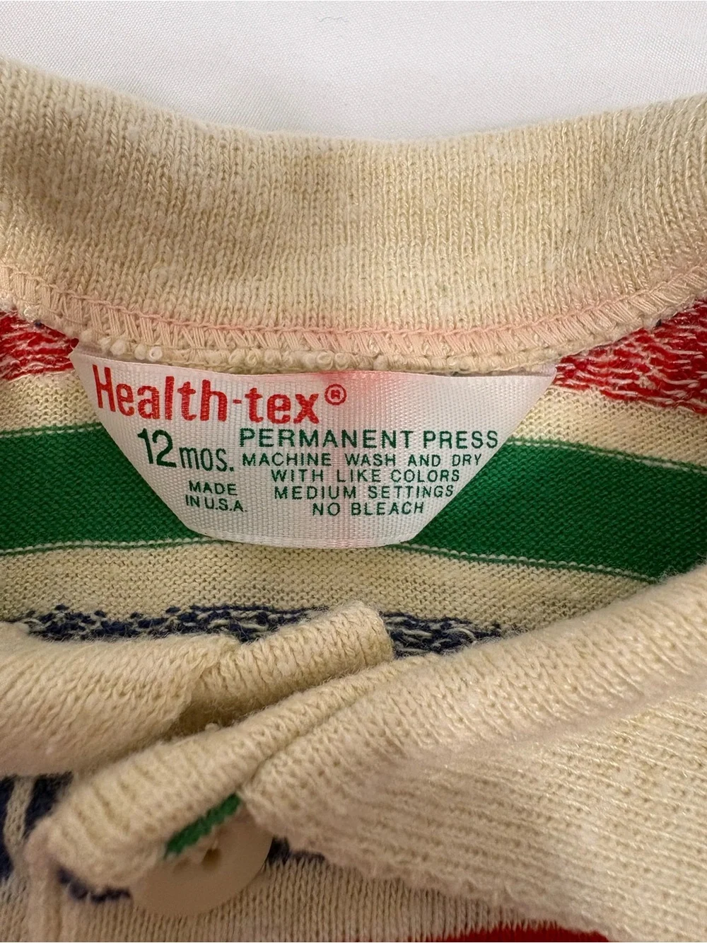 Vintage 1980’s 12 Months Health-Tex Collard Long Sleeve Soccer Shirt